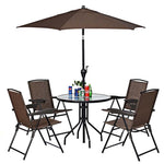 Set of 4 Outdoor Folding Chairs Patio Dining Chairs Adjustable Back Sling Chairs with Armrest