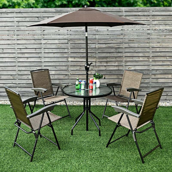 Set of 4 Outdoor Folding Chairs Patio Dining Chairs Adjustable Back Sling Chairs with Armrest