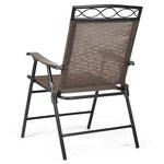 4 Pack Outdoor Folding Sling Chairs Patio Chairs for Backyard Garden Beach with Armrest & Backrest