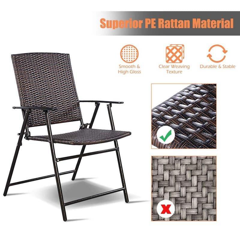 4 Pcs Patio Folding Rattan Chairs - Bestoutdor