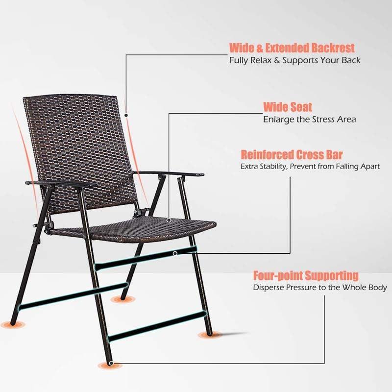 4 Pcs Patio Folding Rattan Chairs - Bestoutdor