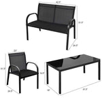 4 Pcs Patio Furniture Set with Glass Top Coffee Table - Bestoutdor