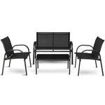 4 Pcs Patio Furniture Set with Glass Top Coffee Table - Bestoutdor