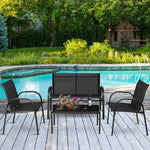 4 Pcs Patio Furniture Set with Glass Top Coffee Table - Bestoutdor