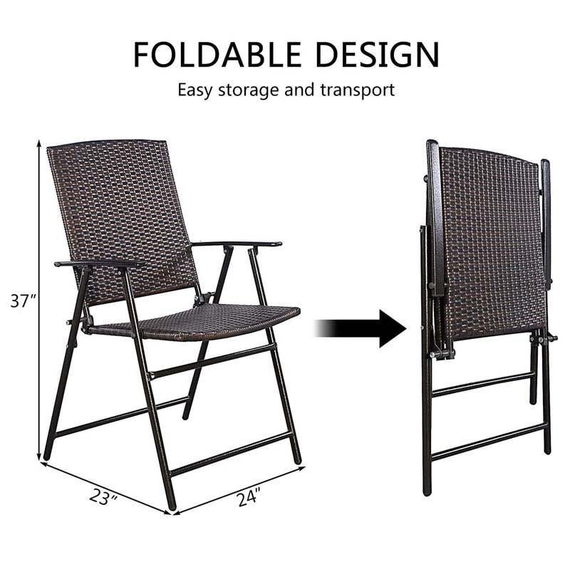 4 Pcs Rattan Wicker Folding Chairs - Bestoutdor