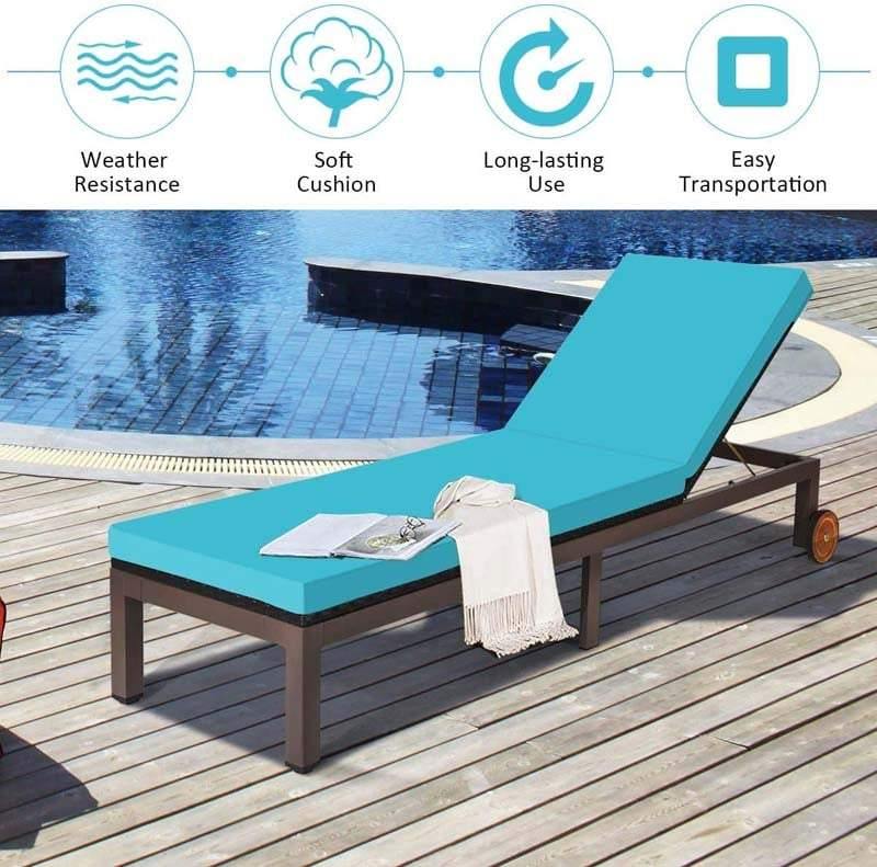 Cushioned Height Adjustable Patio Rattan Lounge Chair - Bestoutdor