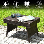 Patio Folding PE Rattan Wicker Table - Bestoutdor