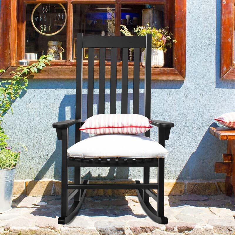 Outdoor Wooden High Back Rocking Chair - Bestoutdor