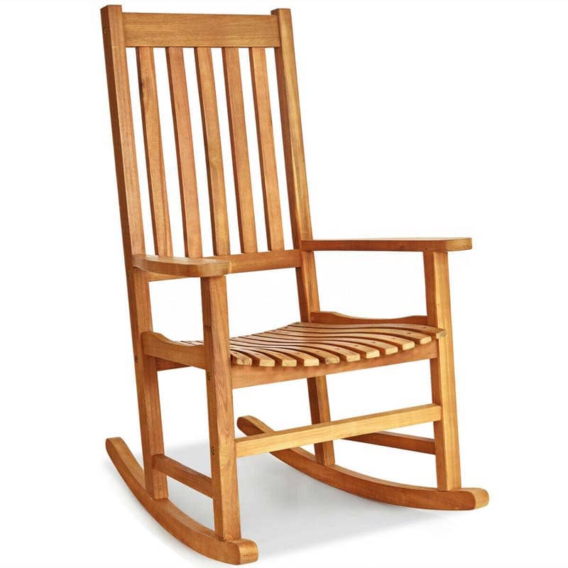 Outdoor Wooden High Back Rocking Chair - Bestoutdor