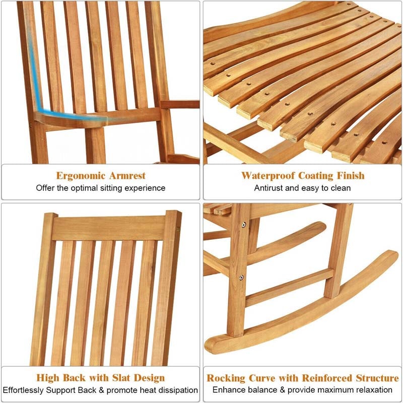 Outdoor Wooden High Back Rocking Chair - Bestoutdor