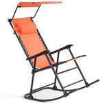 Folding Zero Gravity Rocking Chair Porch Rocker with Shade Canopy Headrest