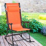 Folding Zero Gravity Rocking Chair Porch Rocker with Shade Canopy Headrest