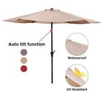 10FT Patio Umbrella  6 Ribs Tilt Crank  Outdoor Umbrella - Beige - Bestoutdor