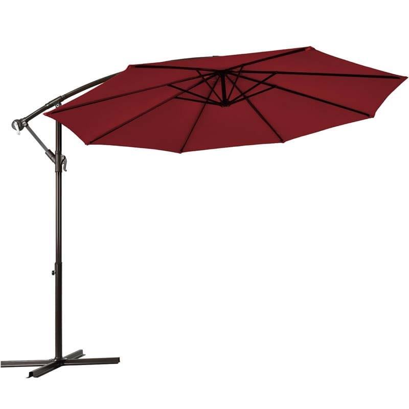 10 ft Aluminum Cantilever Hanging Patio Umbrella - Beige - Bestoutdor